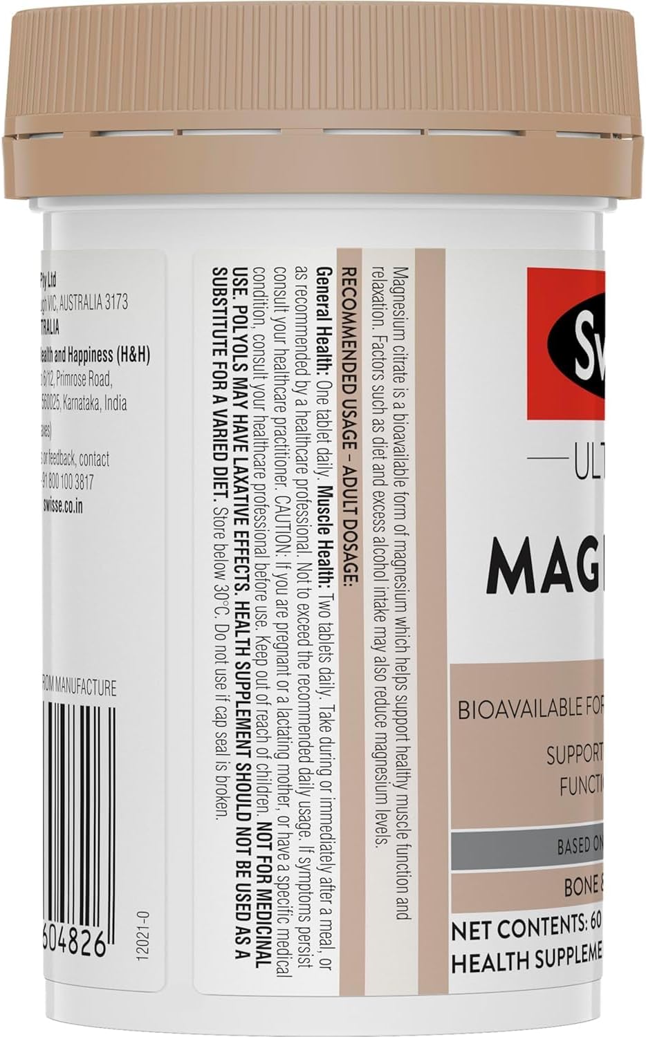 Australia's #1 Magnesium Supplement for Muscle Recovery, Sleep, and Stress Relief - 60 Tablets, Made in Australia - Promotes Relaxation and Calmness