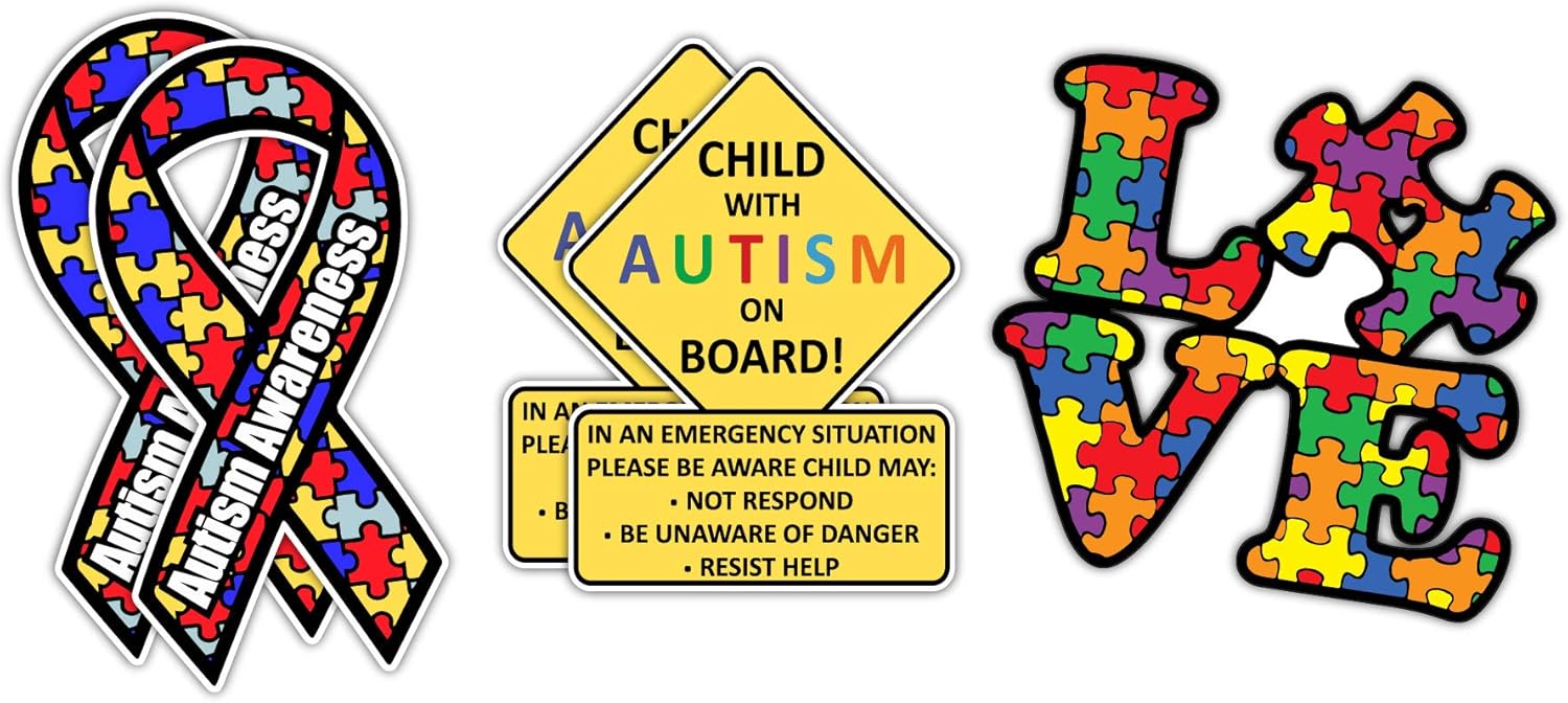 Autism Awareness Combo Pack: Child with Autism On Board Car Decal for Better Visibility and Safety