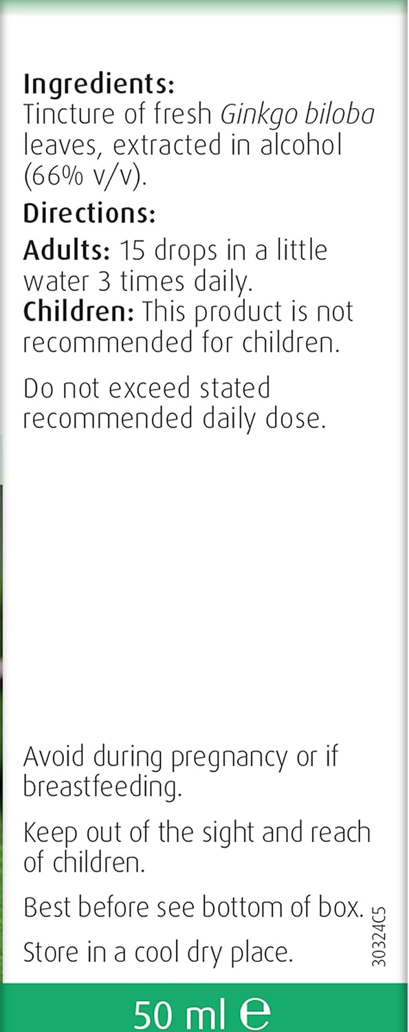 A.Vogel Ginkgo Biloba Tincture 50ml - Organic Herbal Supplement