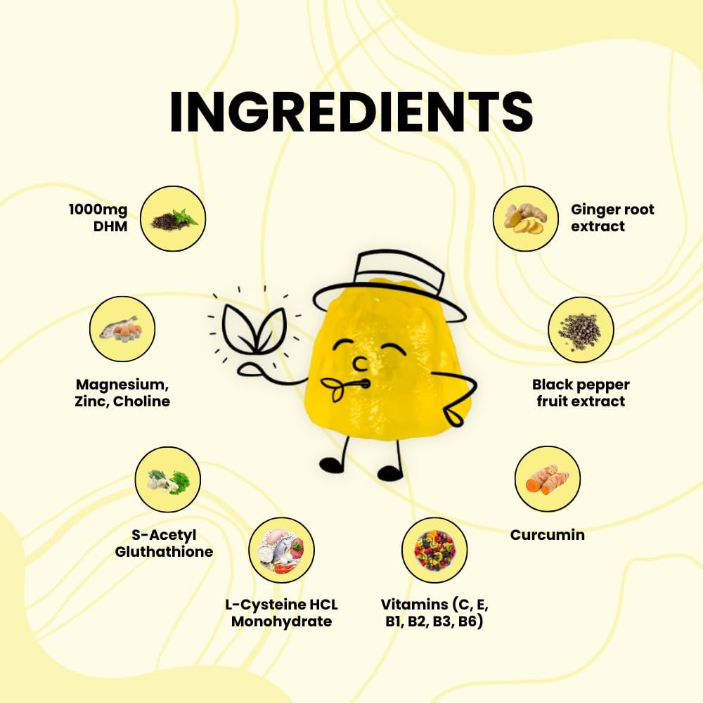 Award Winning Natural Liver Support Gummies | Post-Drinking Recovery | DHM, Curcumin, Ginger, Vitamins | Vegetarian & Non-GMO | Anti-oxidants