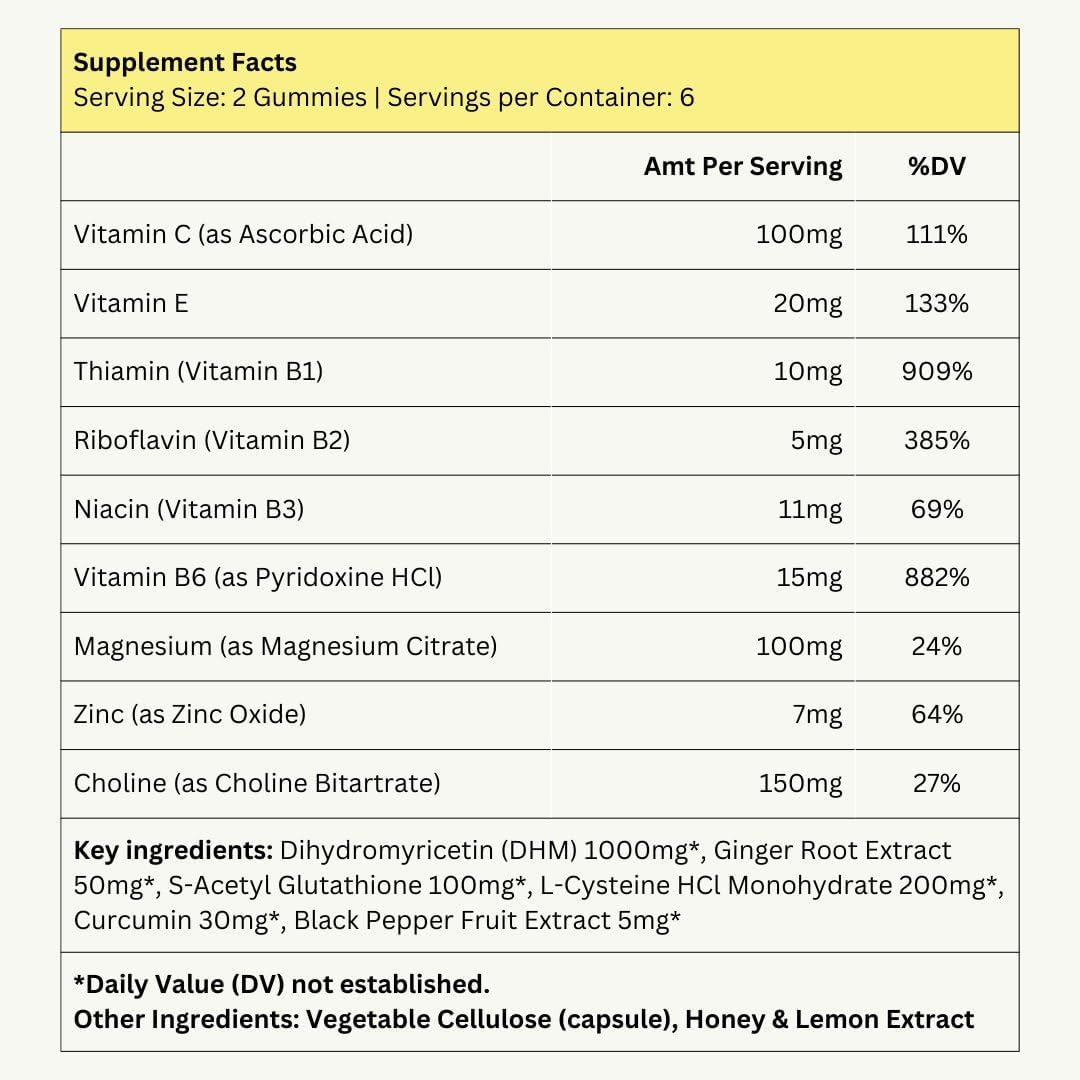 Award Winning Natural Liver Support Gummies | Post-Drinking Recovery | DHM, Curcumin, Ginger, Vitamins | Vegetarian & Non-GMO | Anti-oxidants