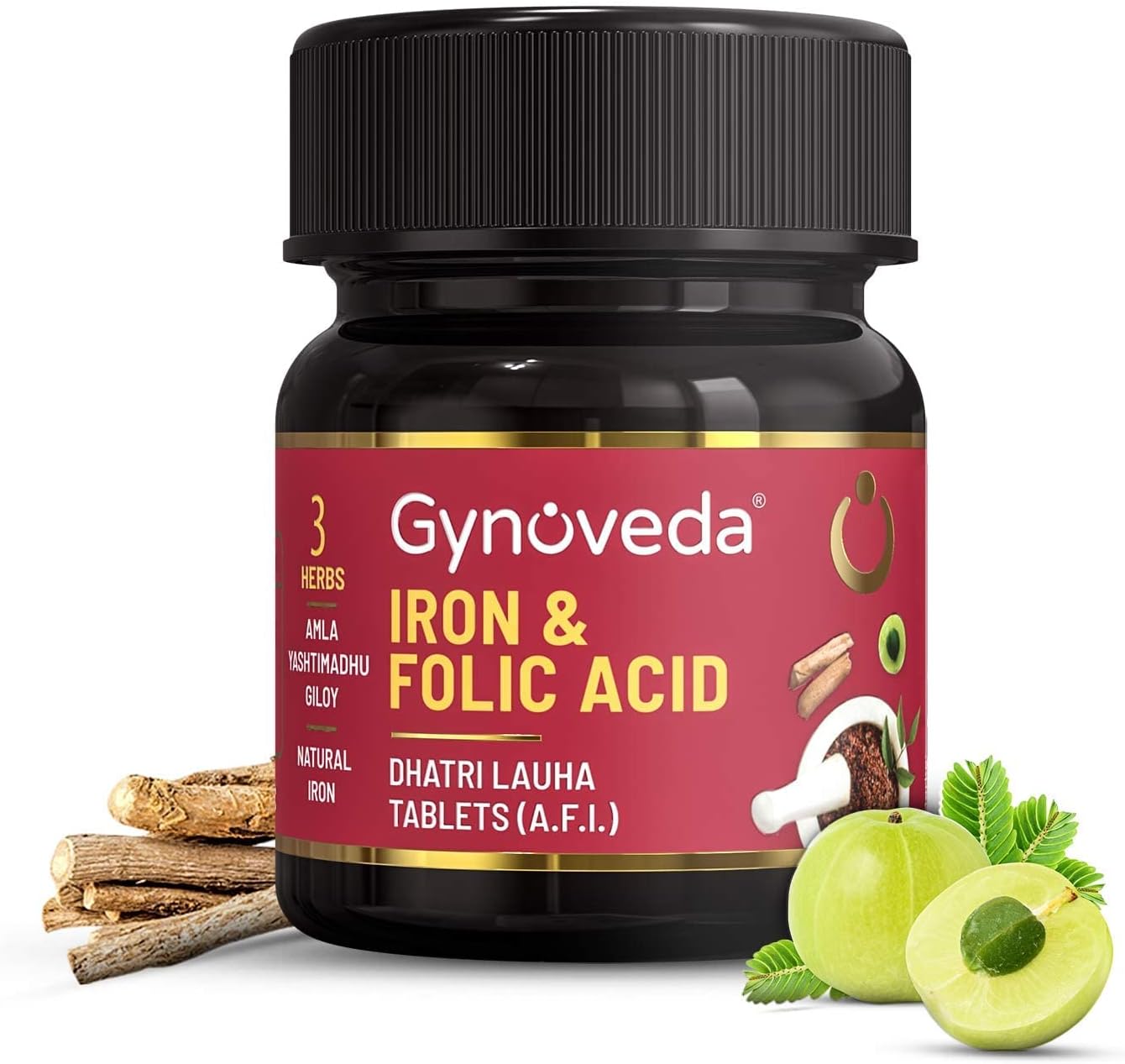 Ayurvedic Iron Folic Acid Supplement for Blood Building | Rich in Calcium, B9, B12, Vitamin C | Helps Anemia & Pregnancy | 60 Tablets