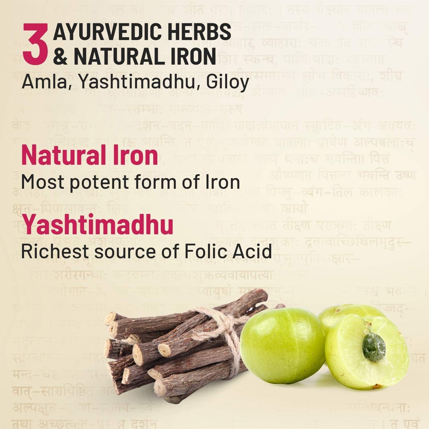 Ayurvedic Iron Folic Acid Supplement for Blood Building | Rich in Calcium, B9, B12, Vitamin C | Helps Anemia & Pregnancy | 60 Tablets