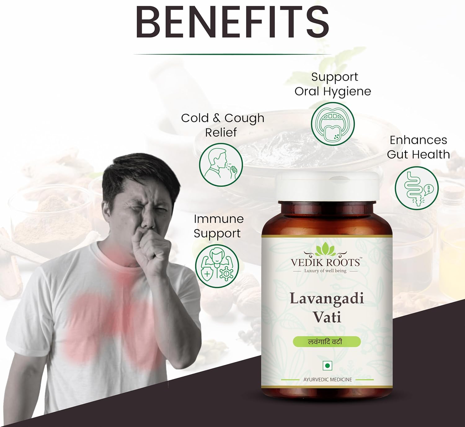 Ayurvedic Lavangadi Vati Tablets for Nasal Comfort & Digestive Health - 120 Count