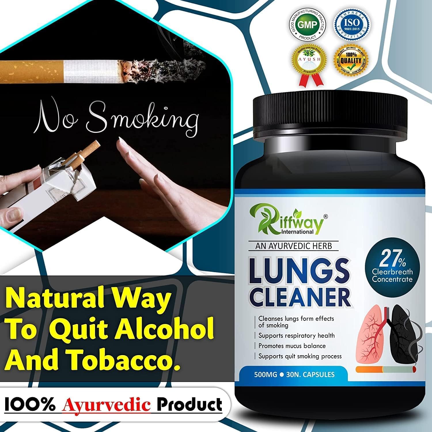 Ayurvedic Lung Detox Capsules for Smokers - Cleanse and Purify Lungs, 30 Capsules