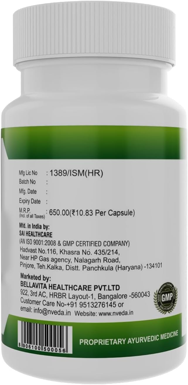 Ayurvedic Supplement for Blood Pressure Control - 60 Capsules for Hypertension Management