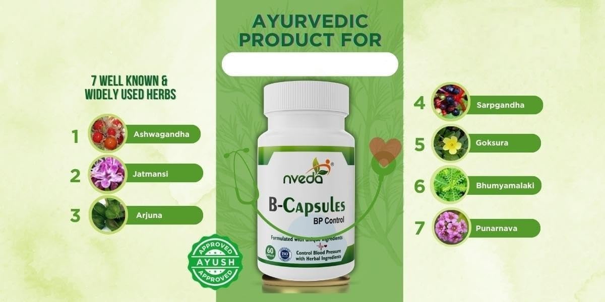 Ayurvedic Supplement for Blood Pressure Control - 60 Capsules for Hypertension Management