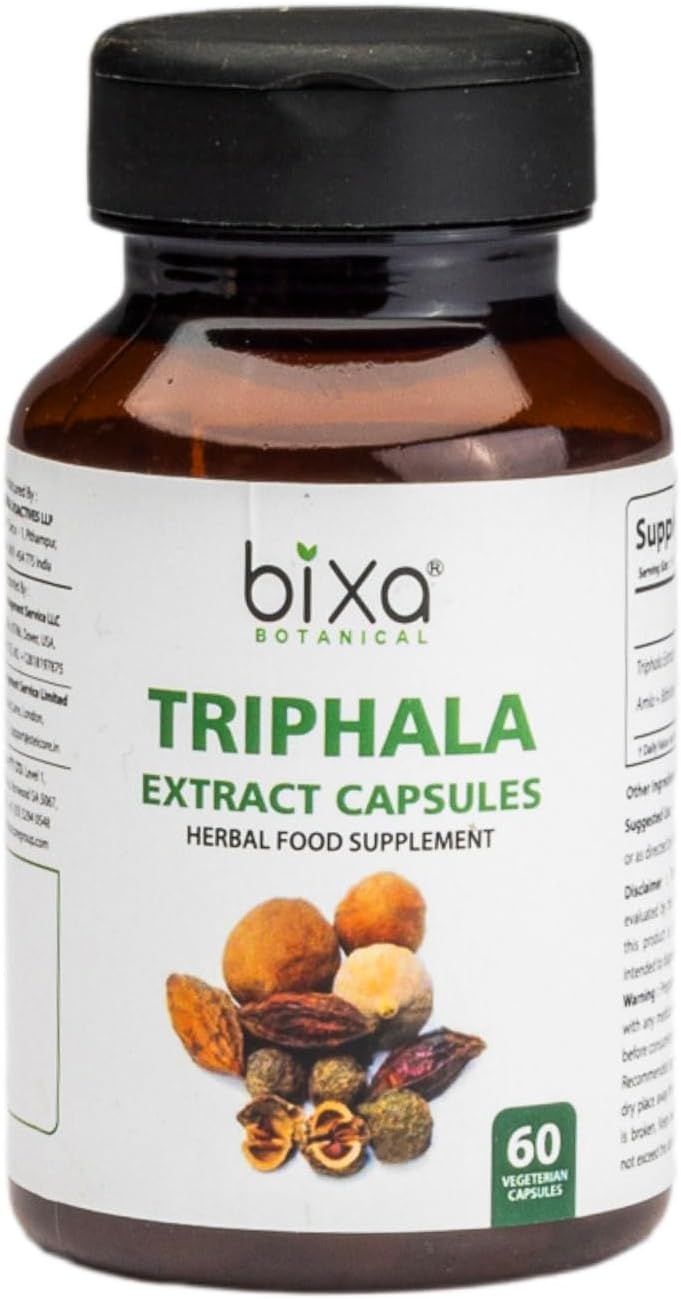 Ayurvedic Triphala Extract Capsules for Digestion & Nutrient Absorption (Amla, Haritaki, Bibhitaki) - 60 Count Pack