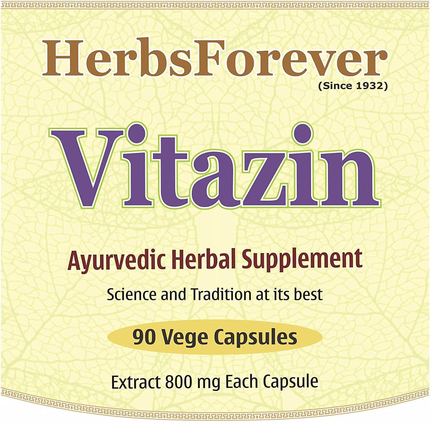 Ayurvedic Vitazin Capsules for Energy, Strength & Performance - 90 Vege Capsules 800mg
