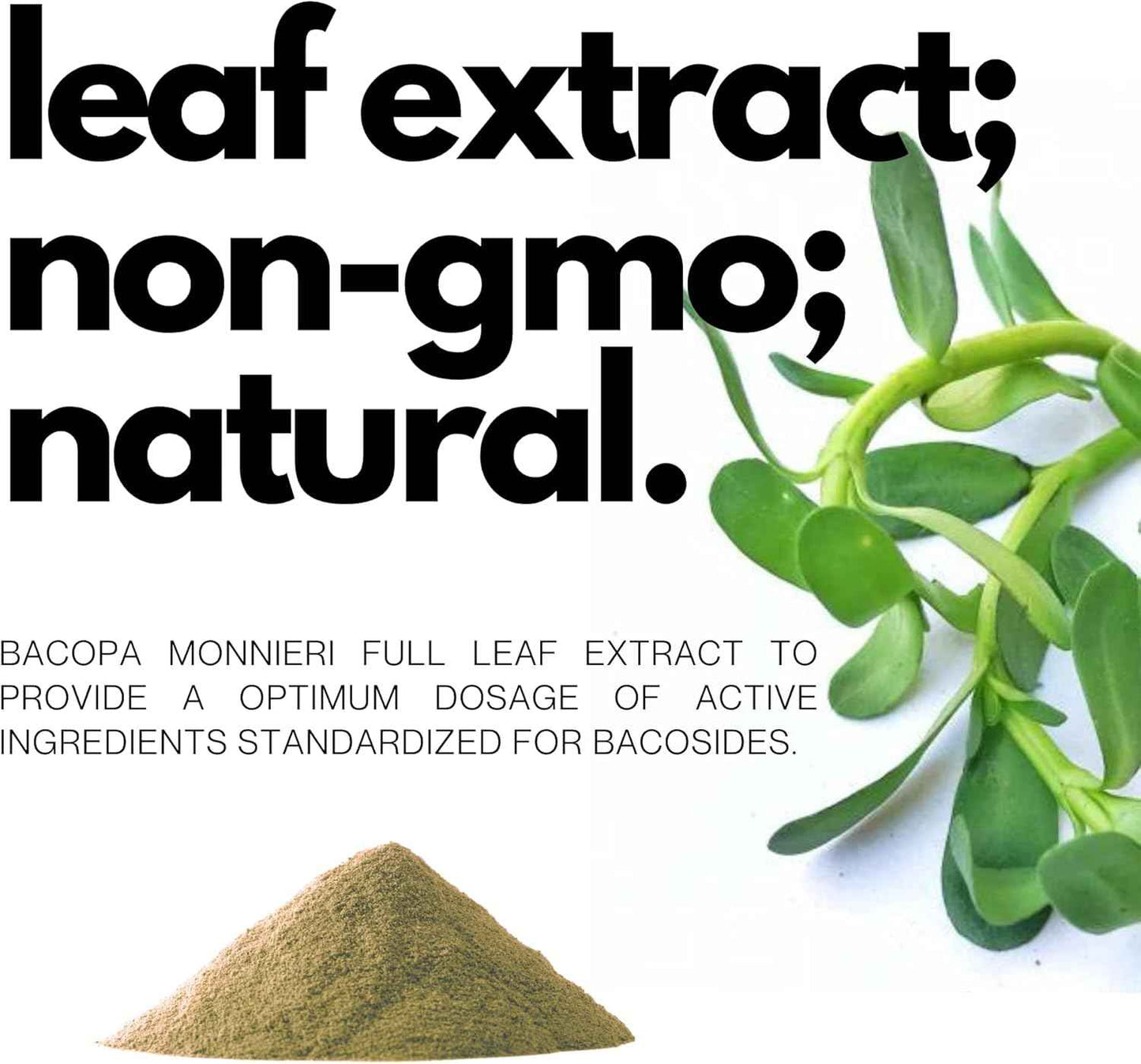 Bacopa Monnieri Capsules 750mg – Herbal Supplement with 40% Bacosides Bacopa Monnieri – 60 Capsules