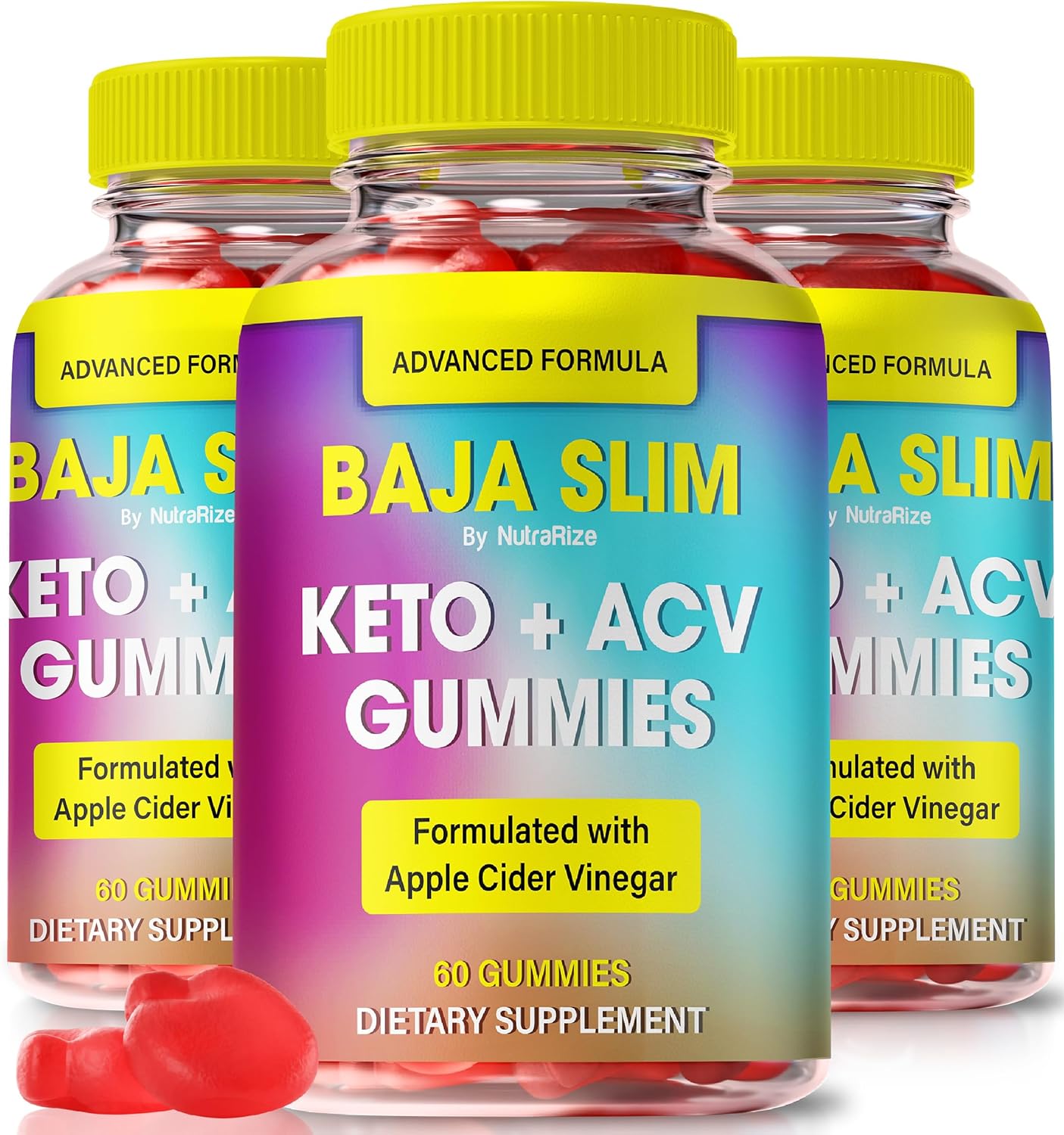 Baja Slim Keto Gummies with Apple Cider Vinegar - 3 Pack, Natural ACV Gummy Supplement - 180 Gummies