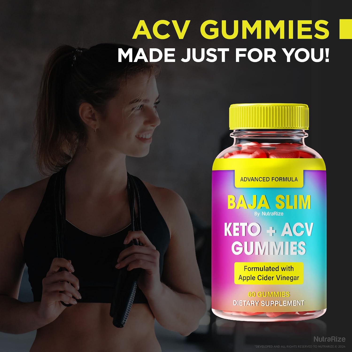 Baja Slim Keto Gummies with Apple Cider Vinegar - 3 Pack, Natural ACV Gummy Supplement - 180 Gummies