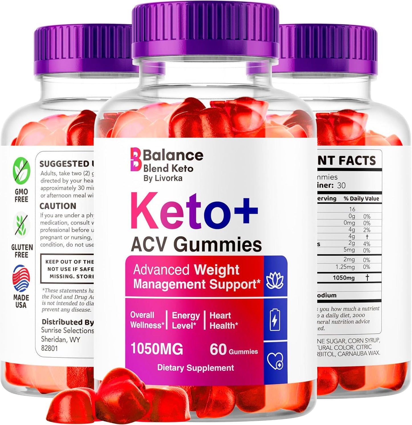 Balance Blend Keto ACV Gummies (2 Pack) - 120 Gummies for 2 Months of Natural Weight Management Support
