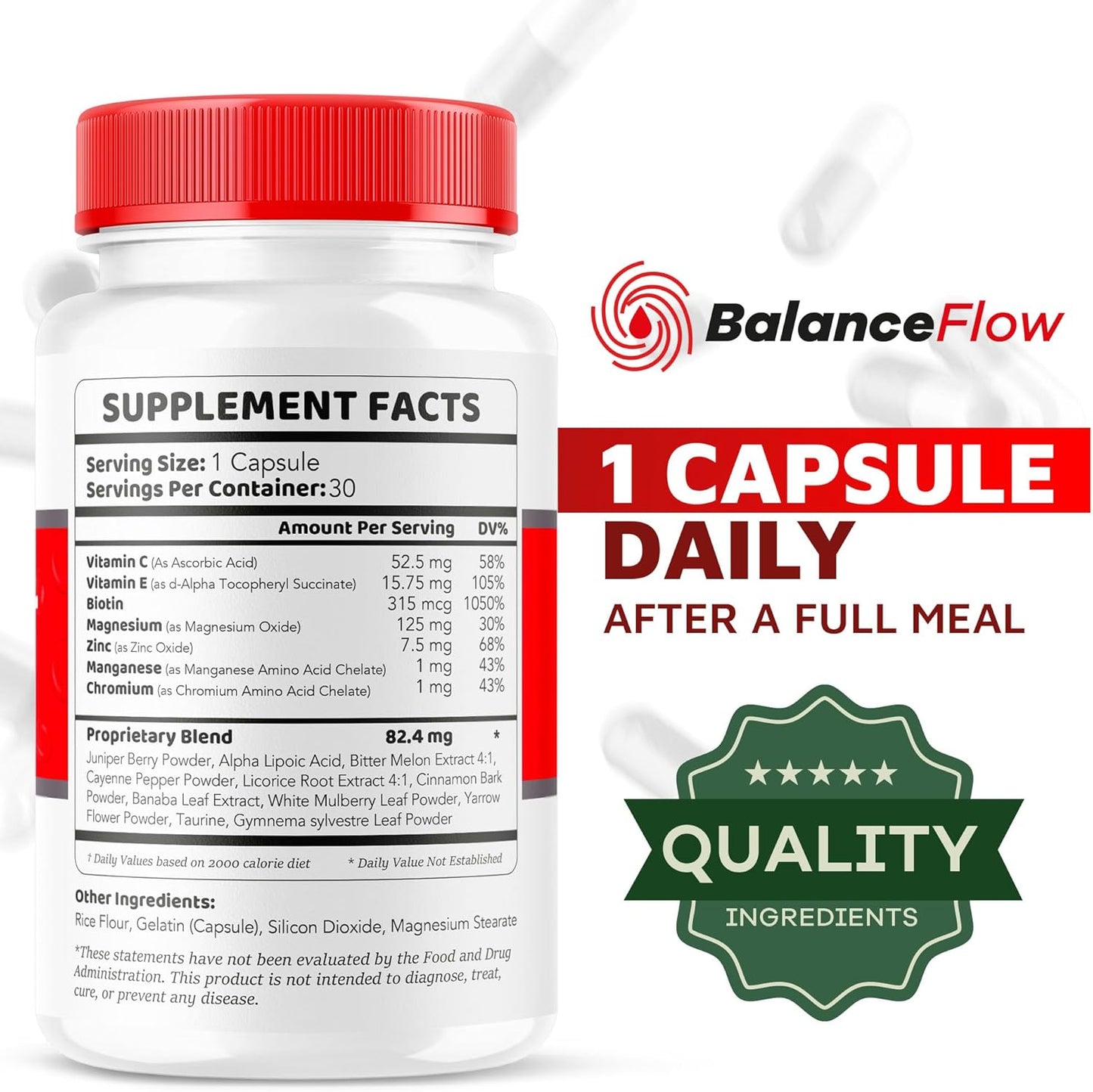 Balance Flow Glyco Optimizer Capsules - Advanced Blood Support Formula, 30 Capsules