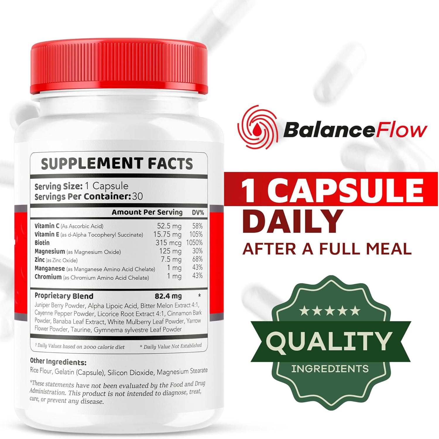 Balance Flow Glyco Optimizer Capsules - Advanced Blood Support Formula, 30 Capsules