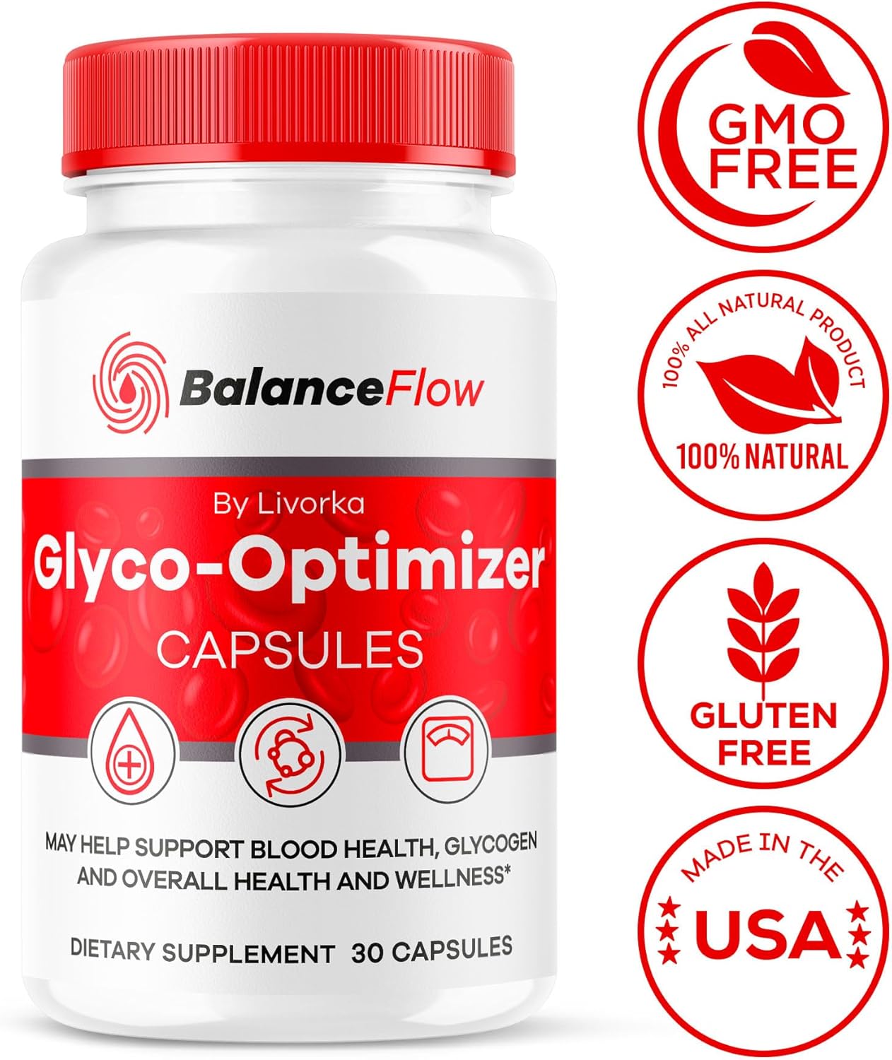 Balance Flow Glyco Optimizer Capsules - Advanced Blood Support Formula, 30 Capsules