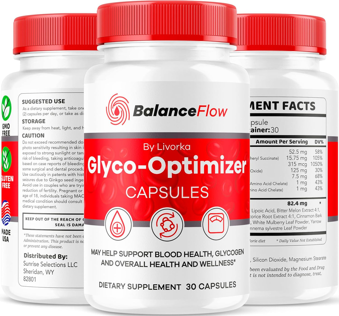 Balance Flow Glyco Optimizer Capsules - Advanced Blood Support Formula, 30 Capsules