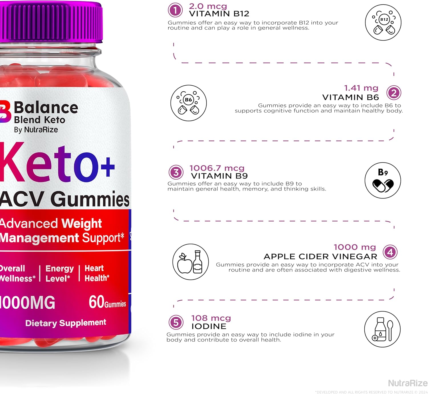 BalanceBlend Keto Plus ACV Gummies (2 Pack) - Premium  Slimming Formula  Formula with Keto & Apple Cider Vinegar - All Natural Complex for Weight Management - 120 Gummies