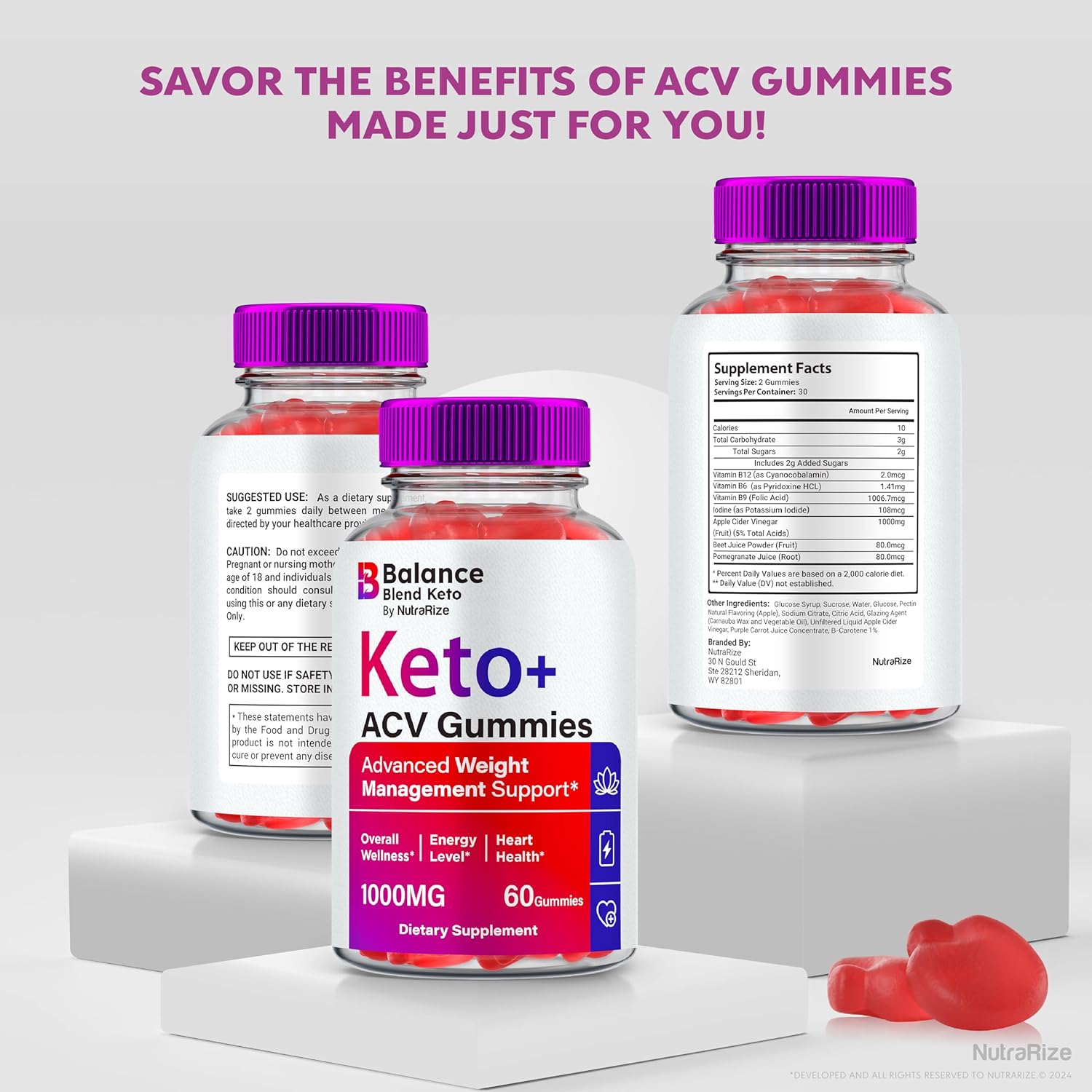 BalanceBlend Keto Plus ACV Gummies (2 Pack) - Premium  Slimming Formula  Formula with Keto & Apple Cider Vinegar - All Natural Complex for Weight Management - 120 Gummies