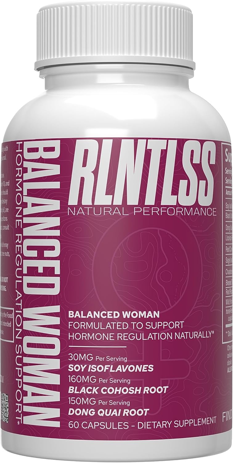 Balanced Woman Hormone Regulation Supplement - 1250mg per Serving - Natural Ingredients - USA Made - 60 Capsules