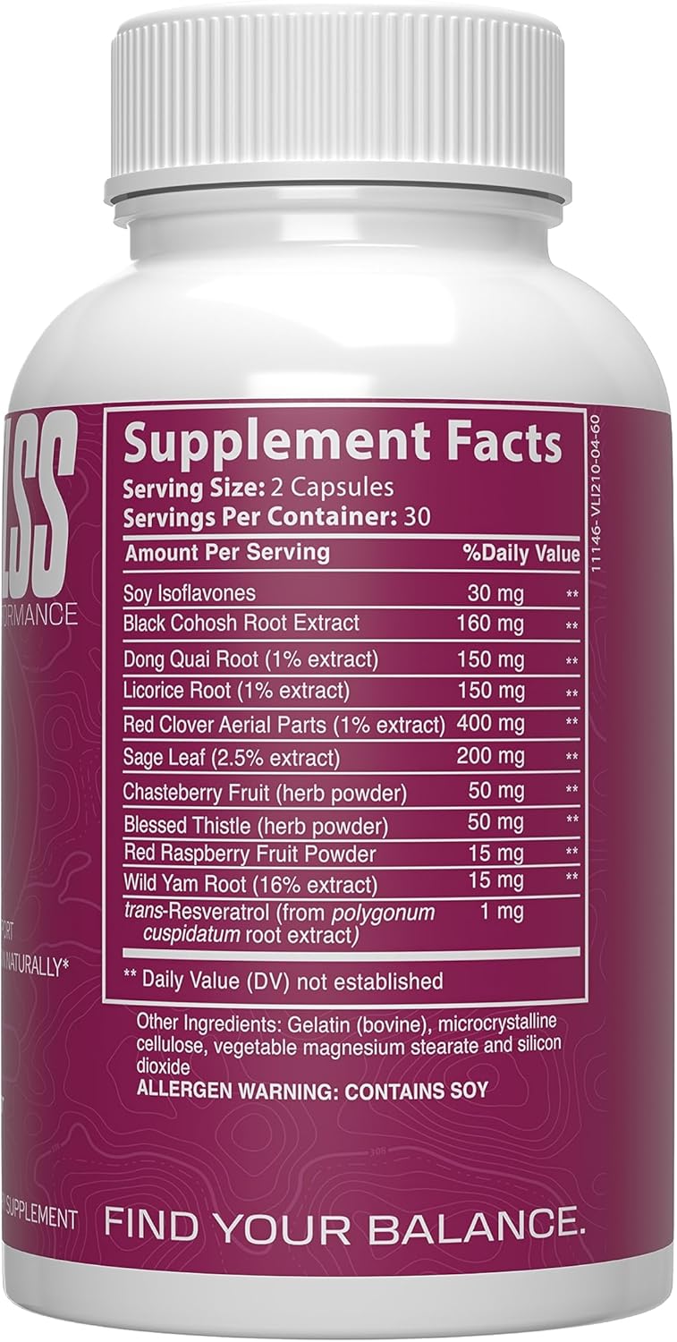 Balanced Woman Hormone Regulation Supplement - 1250mg per Serving - Natural Ingredients - USA Made - 60 Capsules