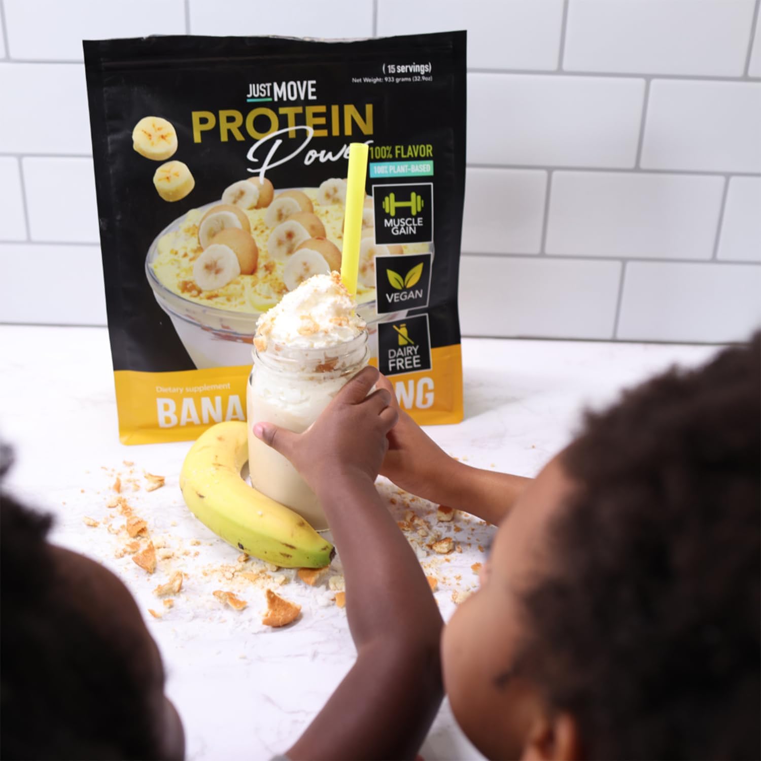 Banana Pudding Protein Powder - Vegan, Organic, Dairy Free, Soy Free, Gluten Free, Keto-Friendly, Peanut Free, 20g Protein, Low Carb, Non-GMO - 16.5 oz