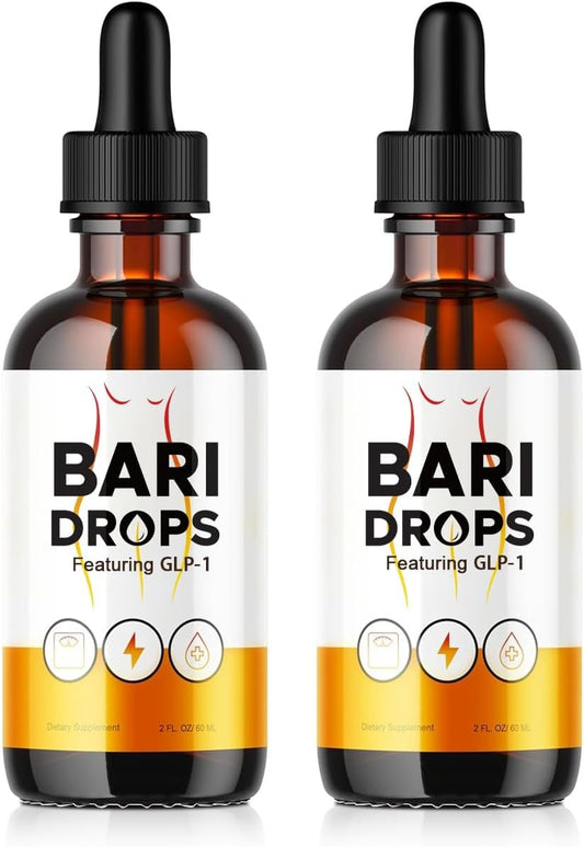 Bari Drop Liquid Supplement 2 Pack - GLP-1 Bari Drops for  Slimming Formula  - 2 Fl Oz Bottle