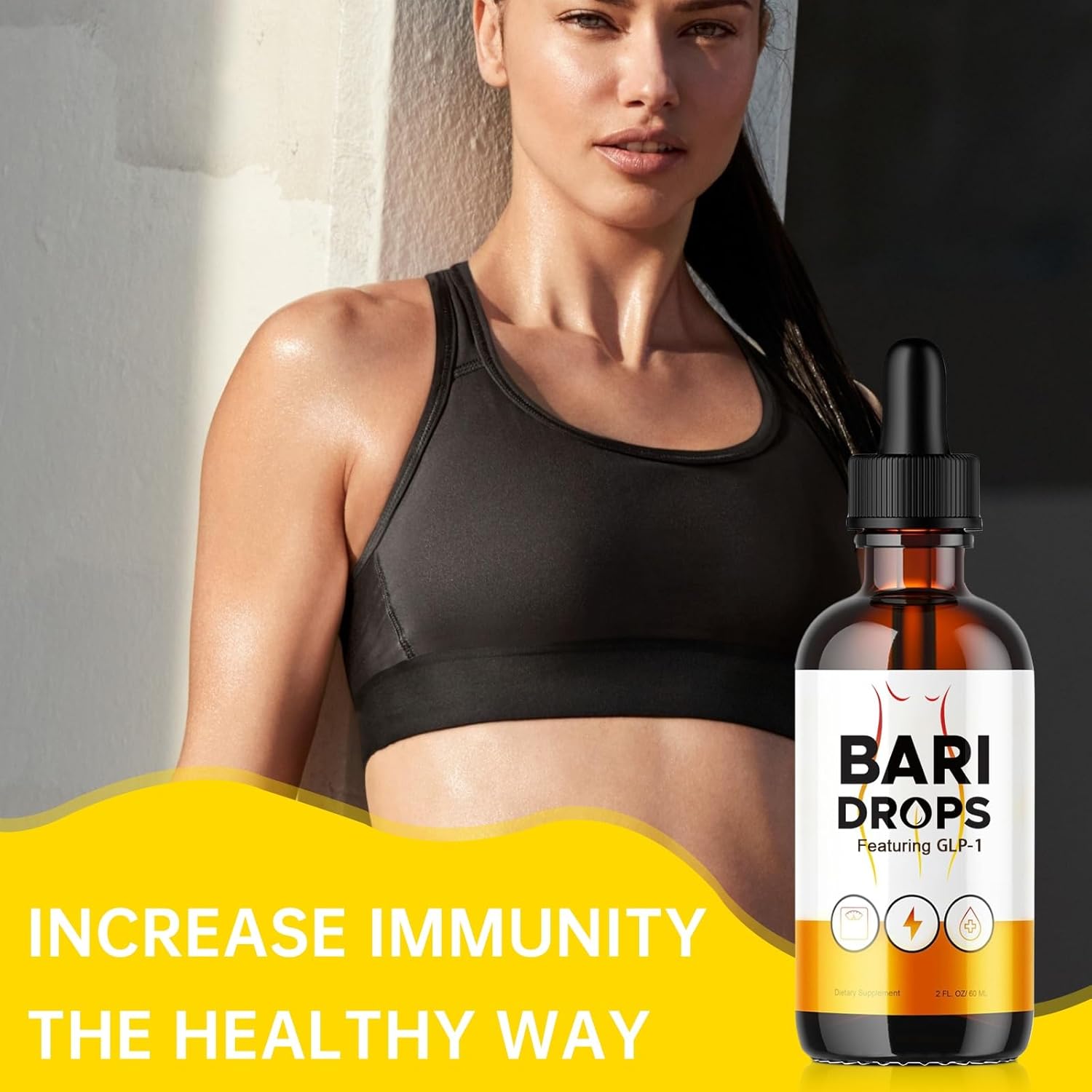 Bari Drop Liquid Supplement 2 Pack - GLP-1 Bari Drops for  Slimming Formula  - 2 Fl Oz Bottle