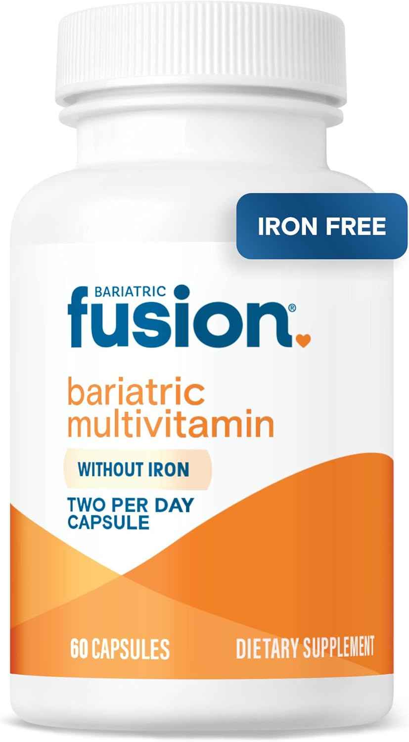 Bariatric Fusion Bariatric Multivitamin Without Iron | Post Bariatric Surgery Patients | Iron Free Bariatric Vitamin for Gastric Bypass and Sleeve Gastrectomy | 60 Capsules | 1 Month Supply