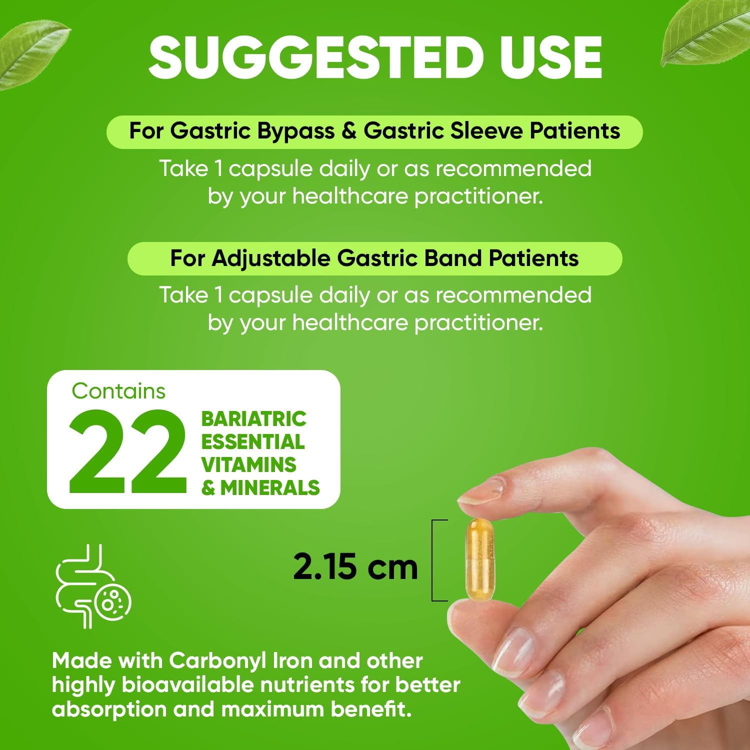 BariSlim Once Daily Bariatric Multivitamin Capsule with Iron - Post Bariatric Surgery Supplement - 30 Day Supply