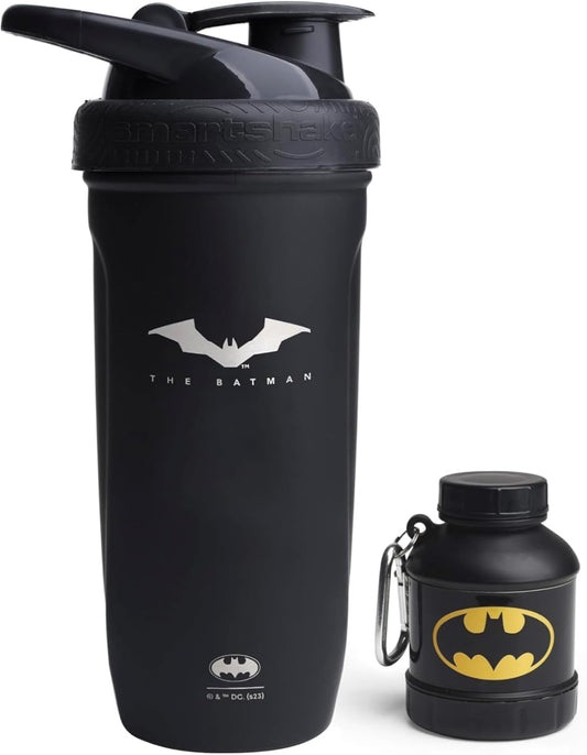 Batman Protein Shaker Bundle - 900ml Stainless Steel Water Bottle with Protein Powder Funnel