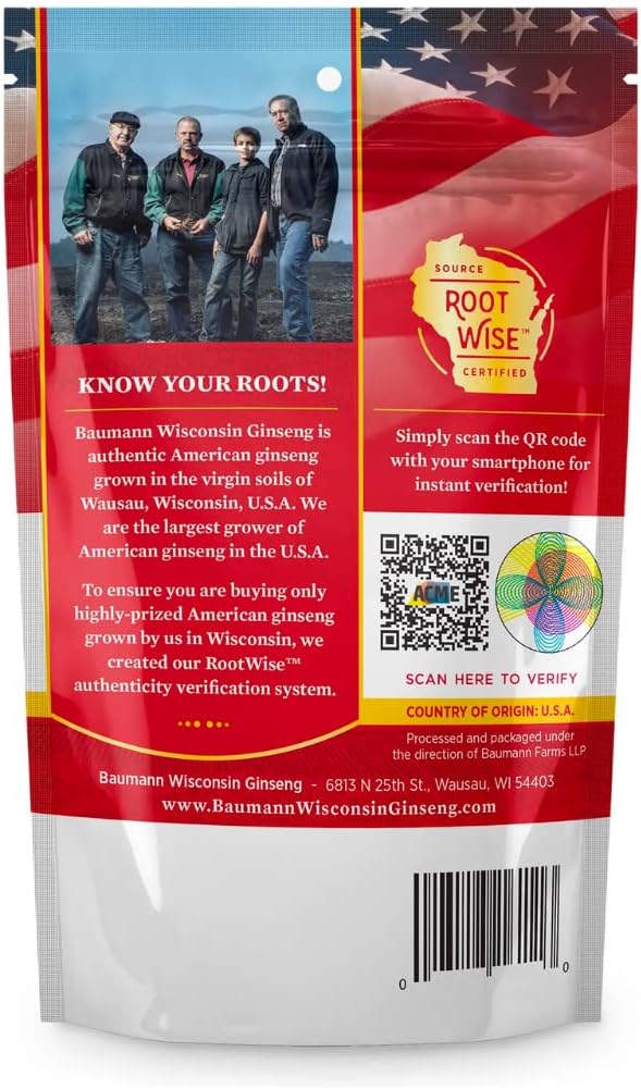 Baumann Wisconsin Ginseng Large Slices 4 oz - 100% Natural Panax Ginseng Herb for Immune Support and Energy Boost