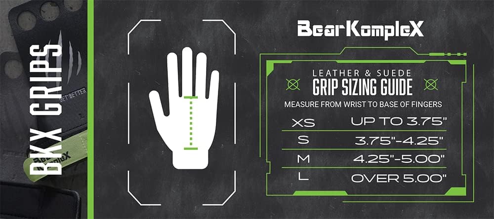 Bear KompleX Leather Hand Grips with Wrist Wraps for Crossfit, Weightlifting, WOD - 2 Hole Palm Grips for Hand Protection - 1 Pair