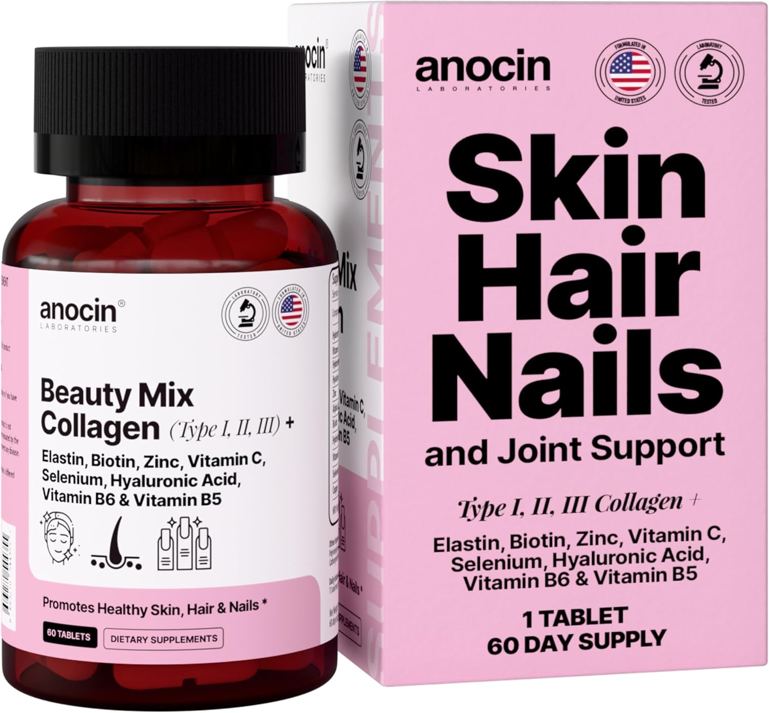 Beauty Boost: Premium Collagen, Biotin, and Vitamin Blend for Hair, Skin, and Nails - Clinically Tested Formula with Hyaluronic Acid and Zinc