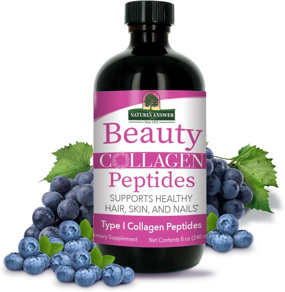 Beauty Collagen Peptides for Hair, Skin & Nails Support - 8oz Bottle, Gluten-Free, Alcohol-Free, Non-GMO, Cruelty-Free