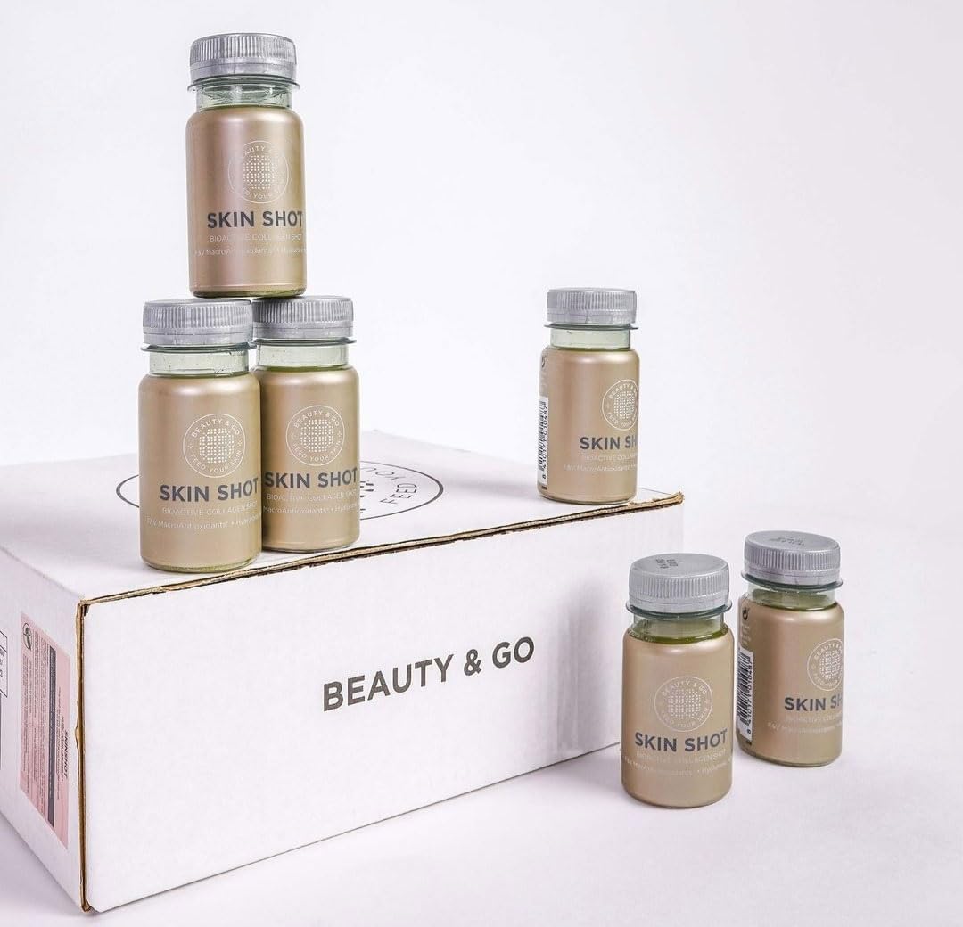 Beauty&Go Skin Shot 30-Day Treatment - Liquid Collagen Supplement - Anti-Ageing Beauty Drink - Collagen 5000mg, Hyaluronic Acid, Biotin - 30 Bottles x 100ml - Vitamins & Antioxidants