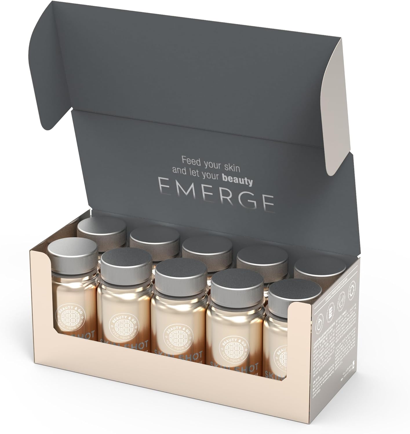 Beauty&Go Skin Shot 30-Day Treatment - Liquid Collagen Supplement - Anti-Ageing Beauty Drink - Collagen 5000mg, Hyaluronic Acid, Biotin - 30 Bottles x 100ml - Vitamins & Antioxidants