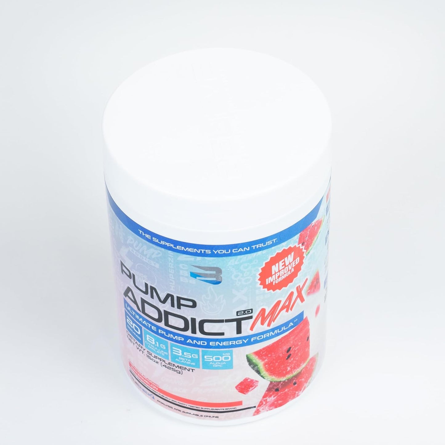 Believe Supplements Pump Addict Max Pre-Workout Powder - Watermelon Flavor for Improved Energy, Focus, and Endurance (40 Servings)