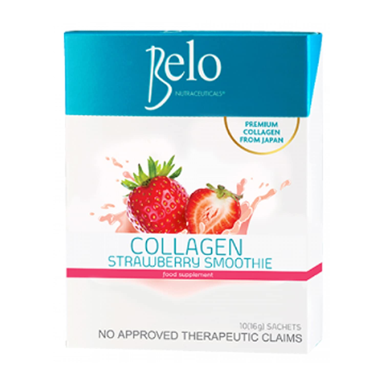BELO Collagen Strawberry Smoothie Powder - 10 Sachets, 16g Each