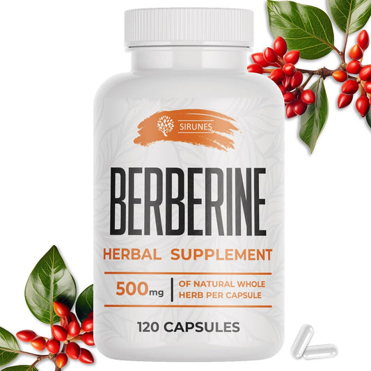 Berberine HCL Dietary Supplement for Immune Support, Heart Health, Cholesterol - 500mg Capsules for Men and Women - Non-GMO - 120 Count