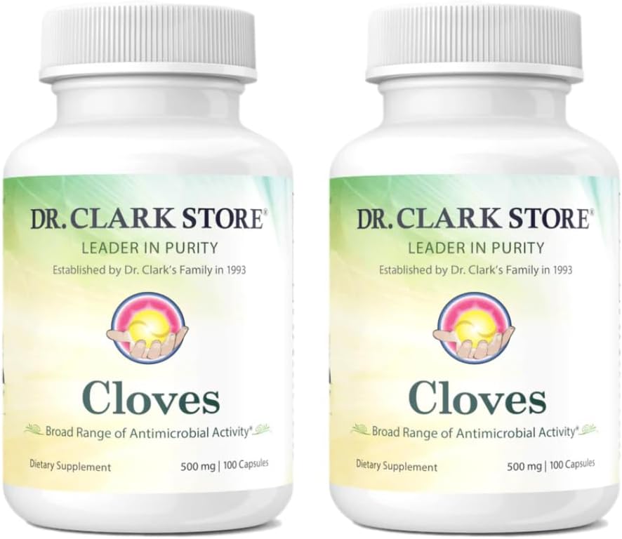 Bernard Jensen's Dr Clark Cloves Digestive Health Supplement - 100 Pure Gelatin Capsules, 500mg - Pack of 200
