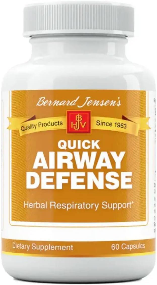 Bernard Jensen's Quick Airway Defense - Natural Lung Health Aid for Clear Breathing, Immune System Booster - 60 Plant-Based Capsules