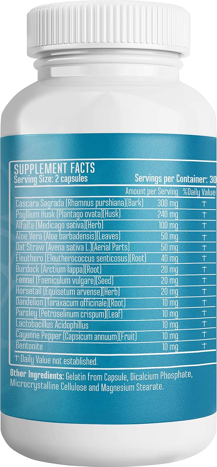 Berry Gen Detox Herbal Supplement with Probiotics, Aloe Vera, Psyllium Husk, and Parsley - 60 Capsules - Natural Digestive Support Formula - USA Made