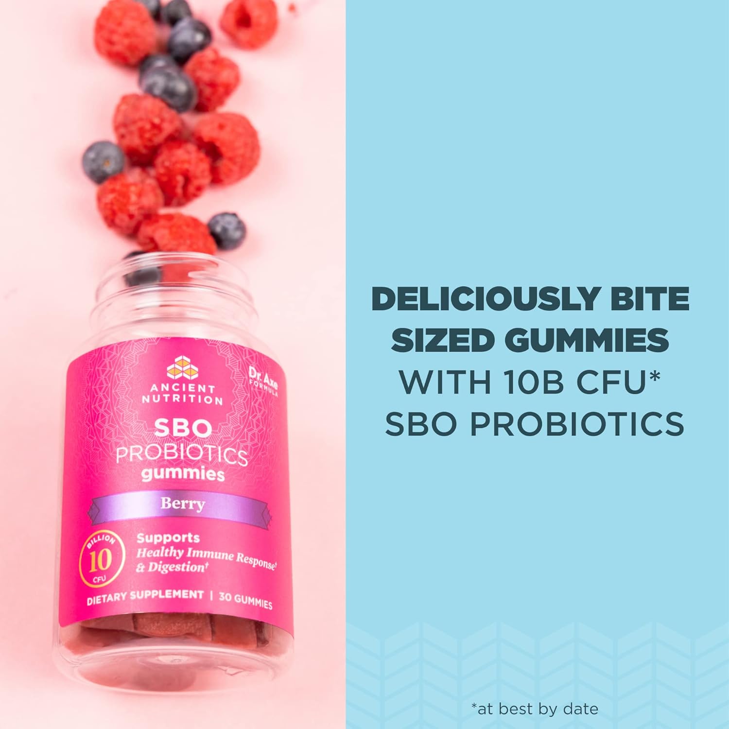 Berry Gummies Probiotics with 10 Billion CFUs for Digestive and Immune Support, Gluten Free - 60 Count