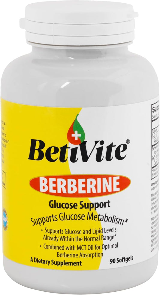 BetiVite Berberine Glucose Support with MCT Oil for Optimal Absorption - 90 Soft gels