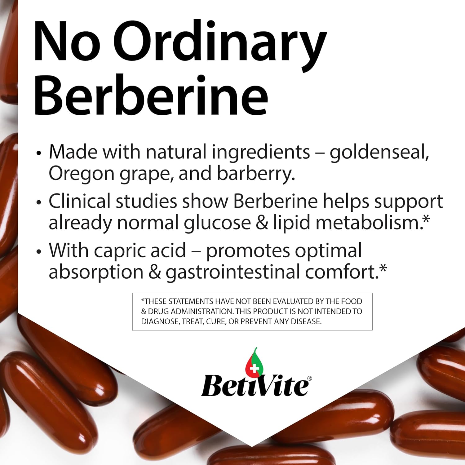 BetiVite Berberine Glucose Support with MCT Oil for Optimal Absorption - 90 Soft gels