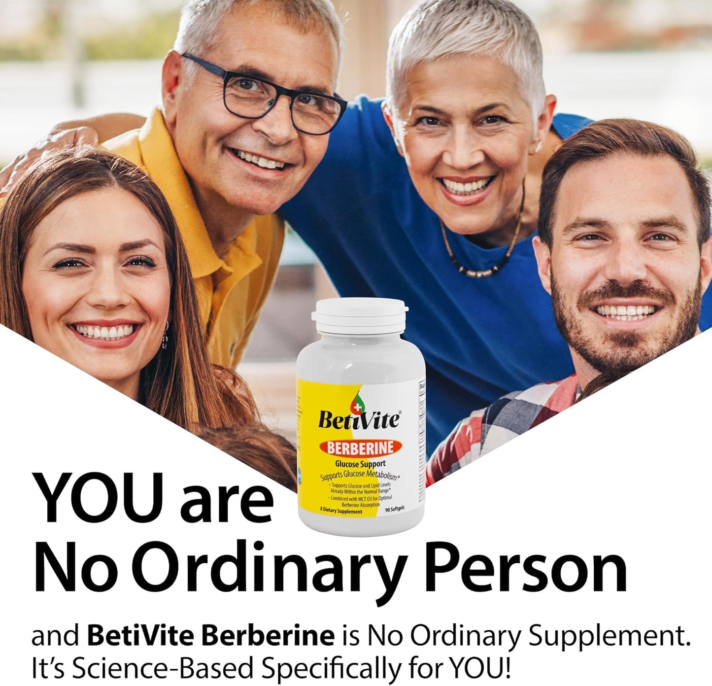 BetiVite Berberine Glucose Support with MCT Oil for Optimal Absorption - 90 Soft gels