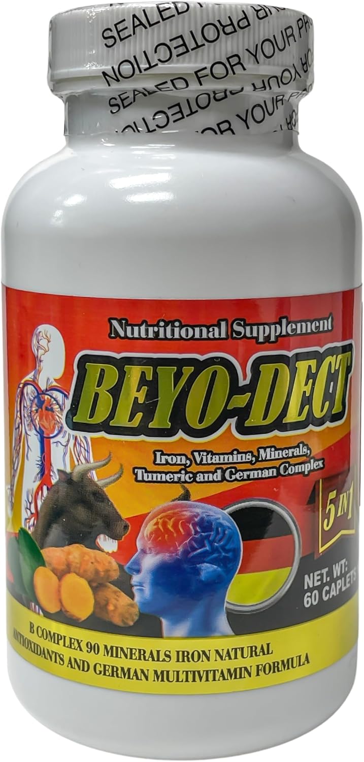 Beyo-Dect Multi Vitamins with Mirco Elements, Turmeric, and German Complex - 60 Caplets for Overall Health and Wellness