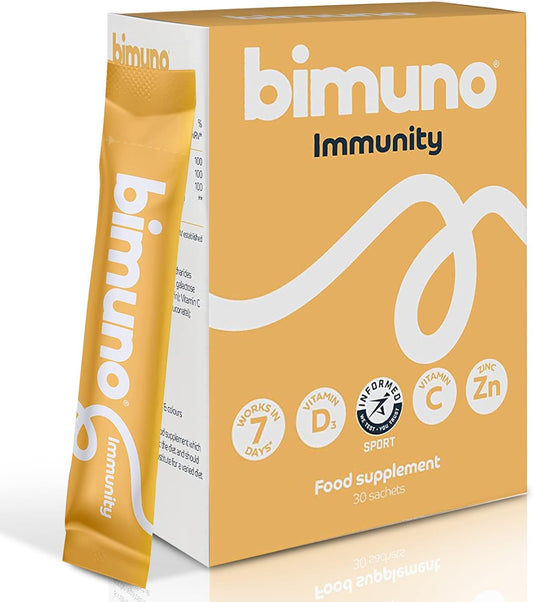 BIMUNO Immunity Prebiotic Multivitamin Supplement with Vitamin D3, C & Zinc - Vegetarian, Gluten Free, Halal & Kosher - 30 Sticks