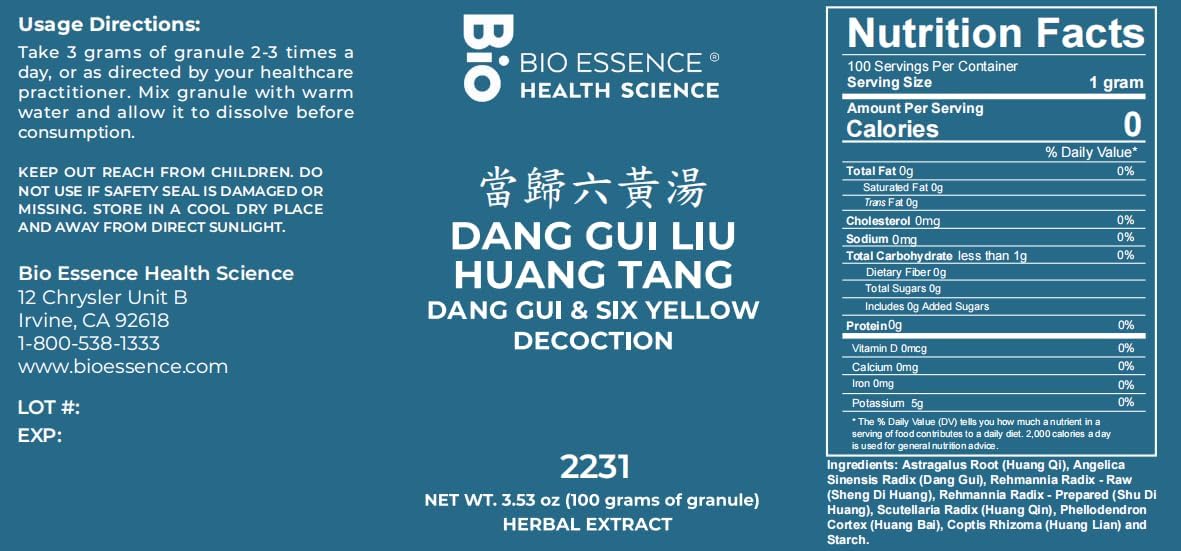 Bio Essence Health Science 2231 Dang Gui Liu Huang Tang - Herbal Supplement for Health & Wellness